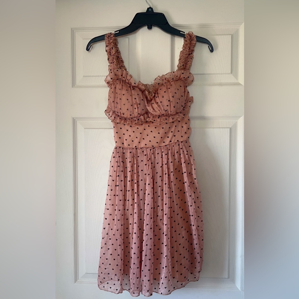 M Rosy Beige Ruffle Dress